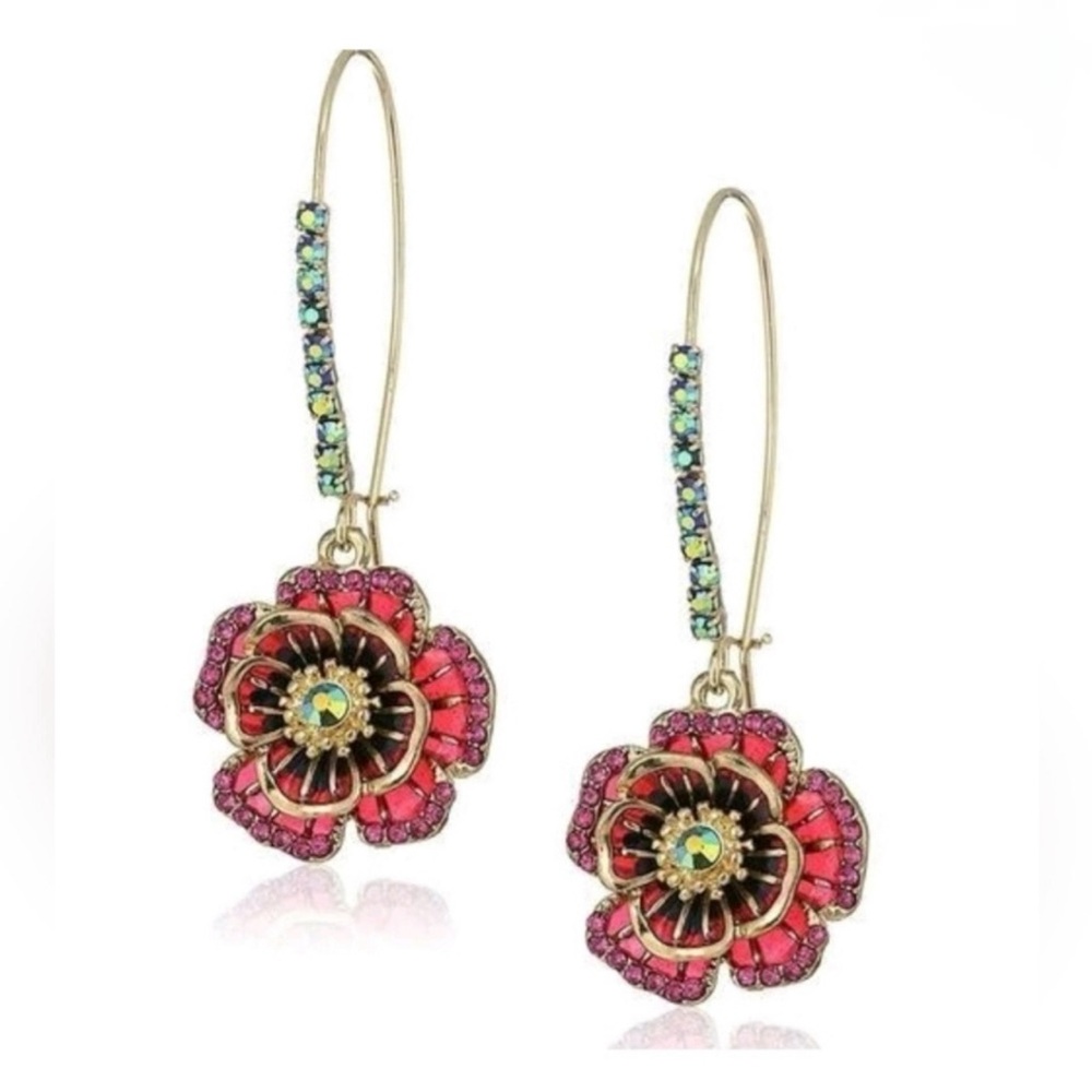 Betsey Johnson Red Rose & Goldtone Dangle
Earrings 💎🌺